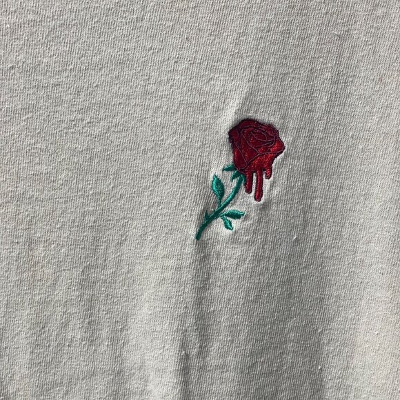 Riot Society Cream Graphic Tee | Embroidered Rose | 100% Cotton | Size M - Picture 3 of 4